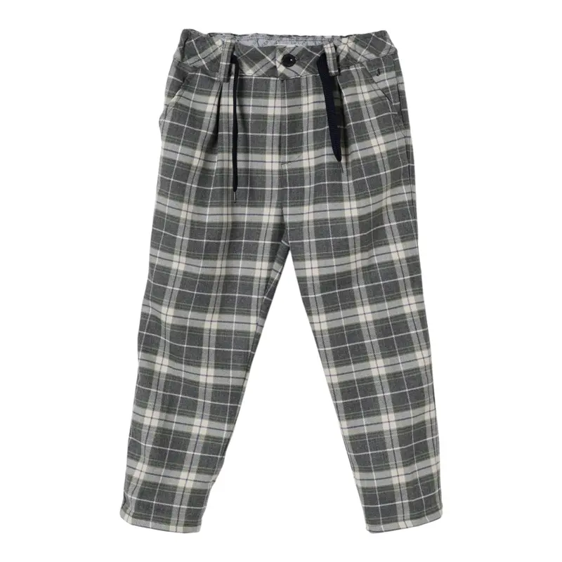 Jeckerson Pantalone Bicolore con Fantasia A Quadri Grigio per Neonato