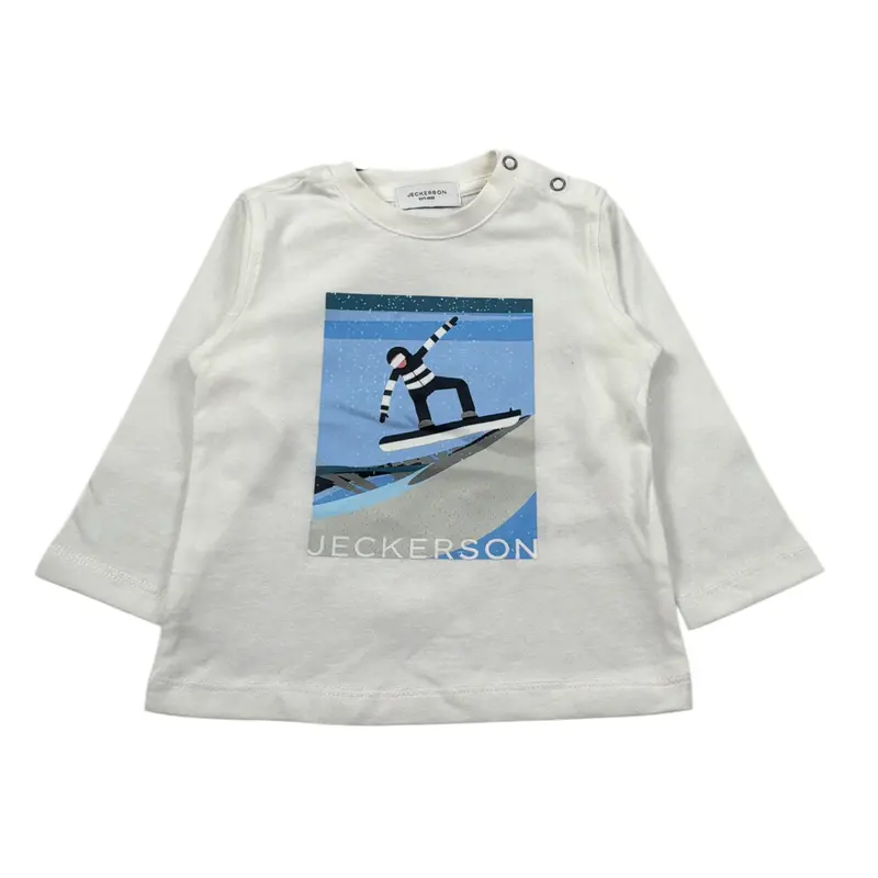 Jeckerson Shirt Girocollo tinta unita con Stampa Bianco per Bambino