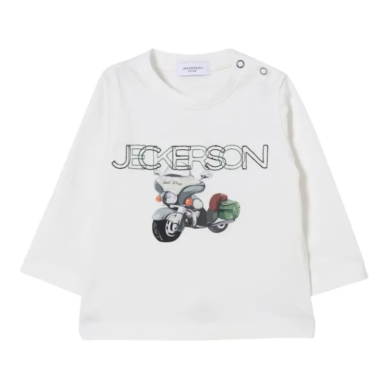 Jeckerson Shirt Girocollo tinta unita con Stampa Bianco per Bambino