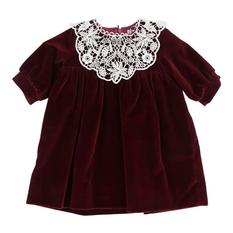 Jesurum Abito Manica Lunga tinta unita Bordeaux per Neonata