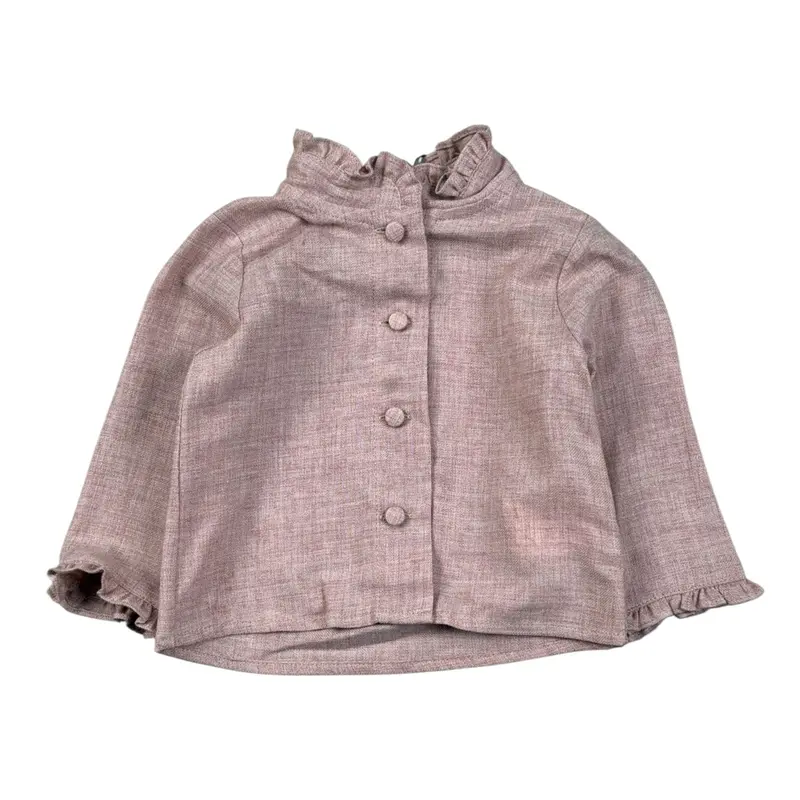 Jesvrvm Camicia tinta unita con Colletto Rosa per Neonata