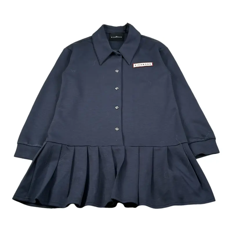 John Richmond Abito Manica Lunga tinta unita con Logo Blu per Bambina