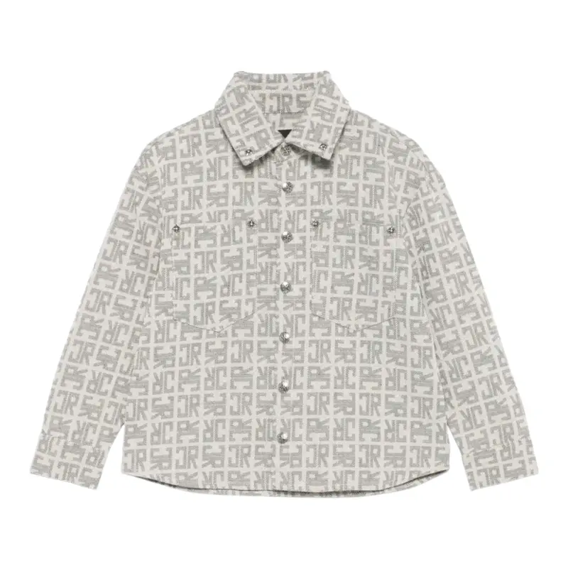 John Richmond Camicia In Denim con Stampe Logo Grigio per Bambino