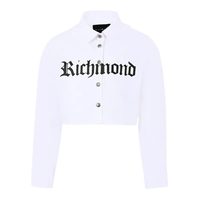 John Richmond Camicia Manica Lunga Itnta Unita Modello Crop Bianco per Neonata