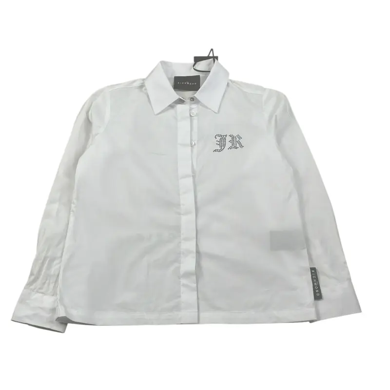 John Richmond Camicia Manica Lunga tinta unita Co Brillantini Bianco per Bambina