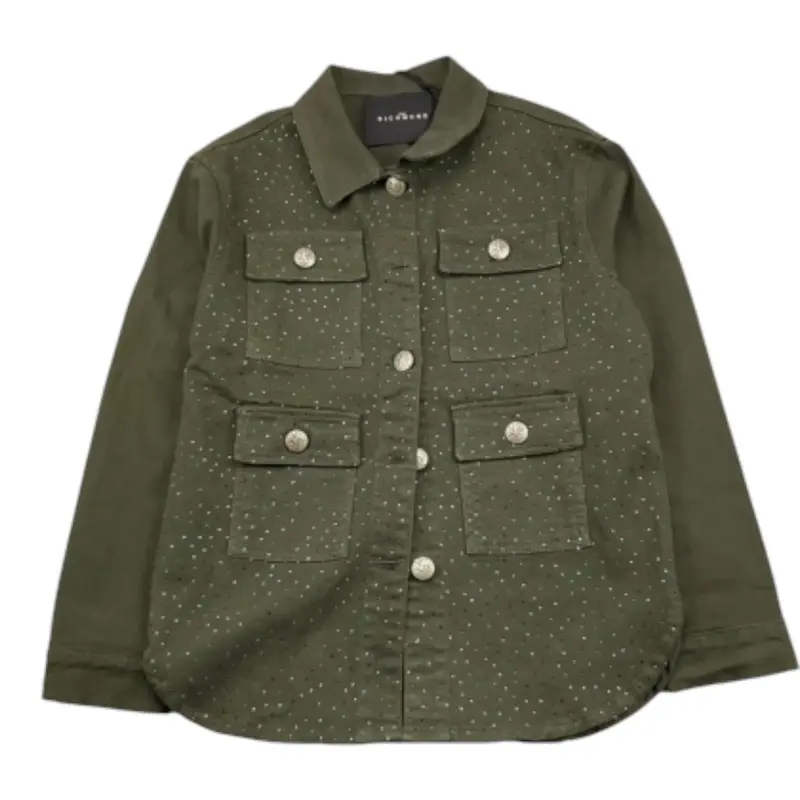 John Richmond Camicia Manica Lunga tinta unita con Brillantini Verde per Bambina