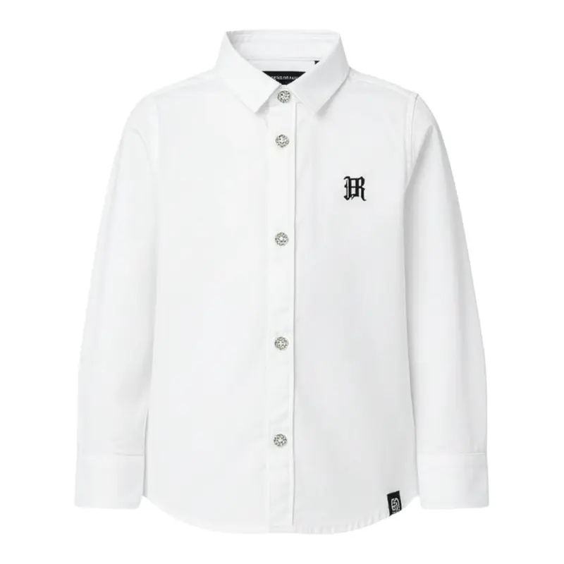 John Richmond Camicia Manica Lunga tinta unita con Logo Bianco per Bambino