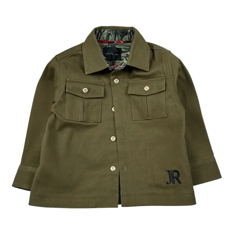 John Richmond Camicia tinta unita con Logo Verde per Neonato