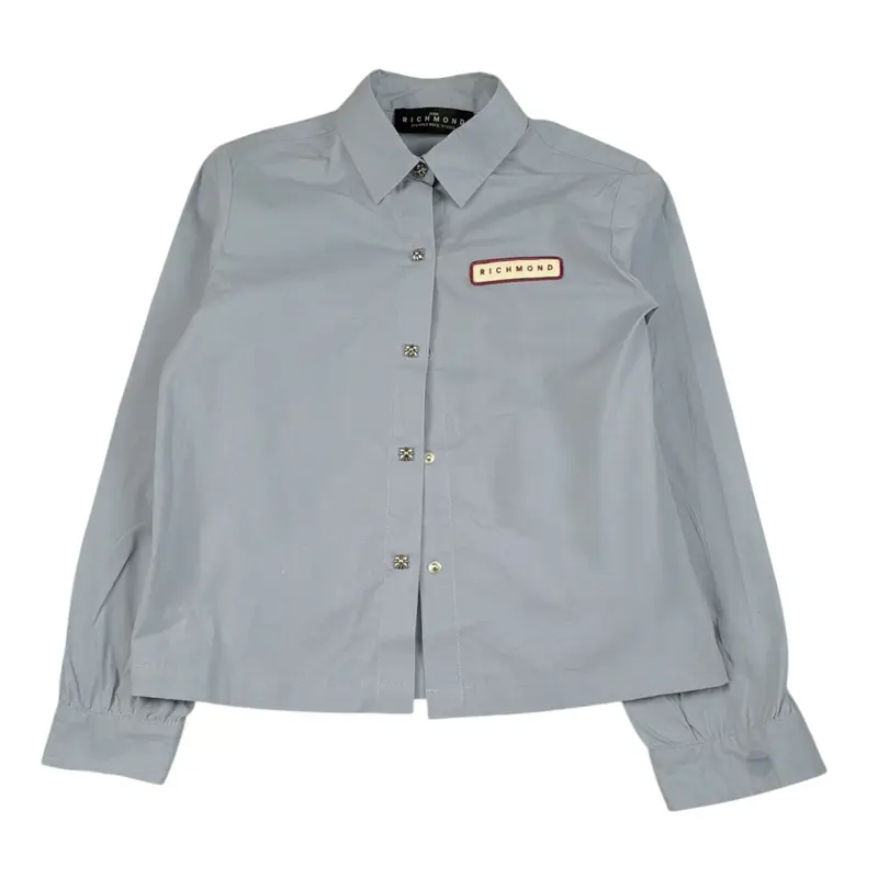 John Richmond Camicia tinta unita con Stampa Azzurro per Bambina