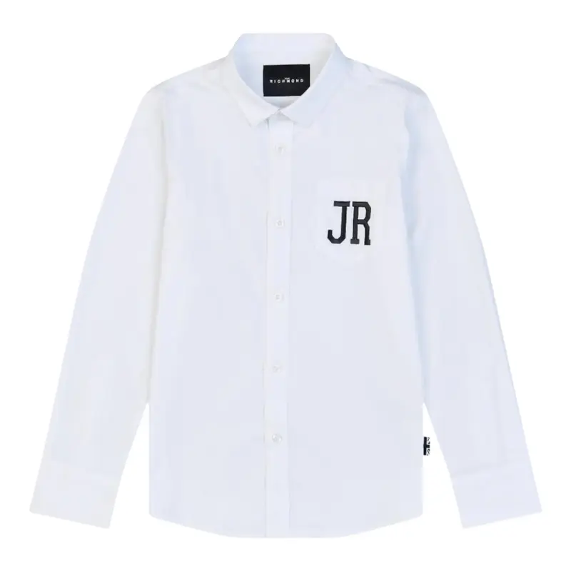 John Richmond Camicia tinta unita con Stampa Bianco per Bambino