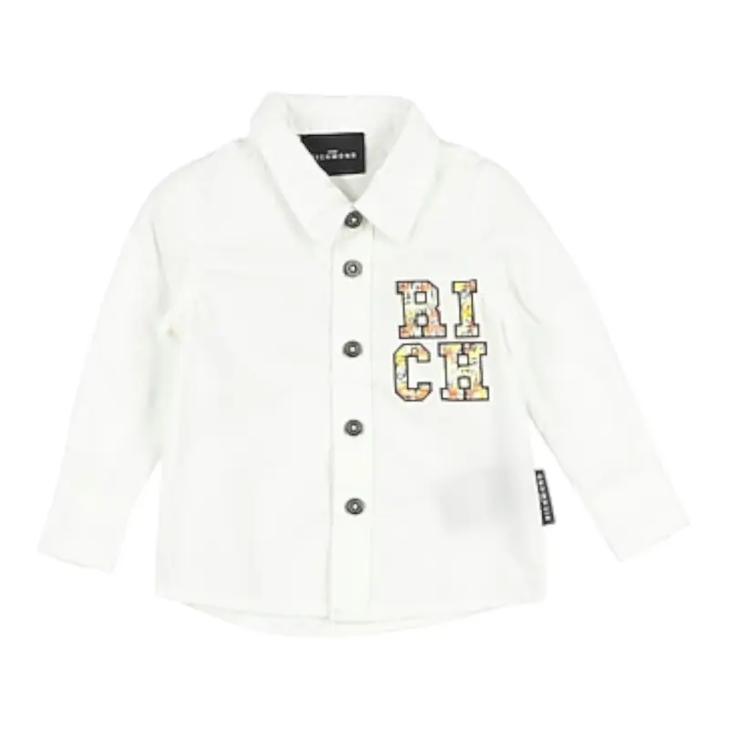John Richmond Camicia tinta unita con Stampa Bianco per Neonato