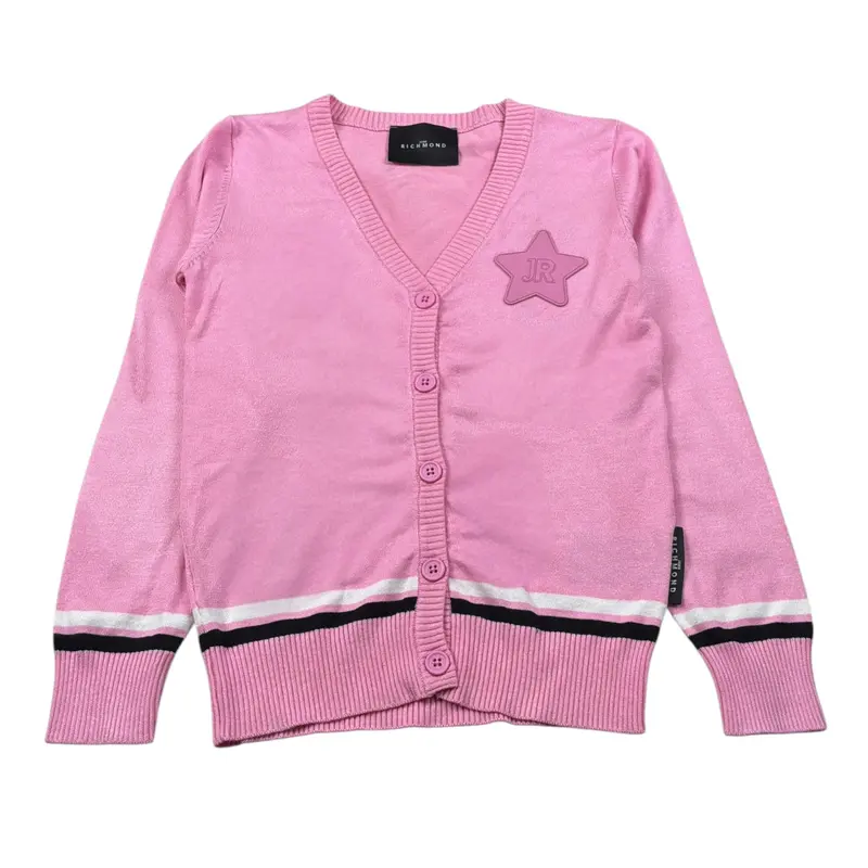 John Richmond Cardigan Tint Unita con Logo Rosa per Bambina