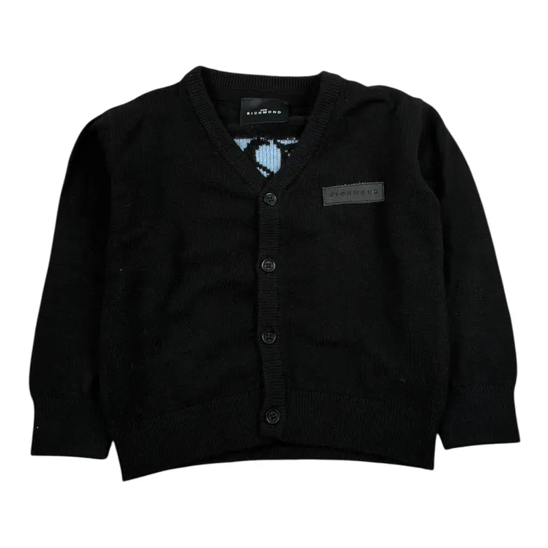 John Richmond Cardigan tinta unita con Logo Nero per Neonato