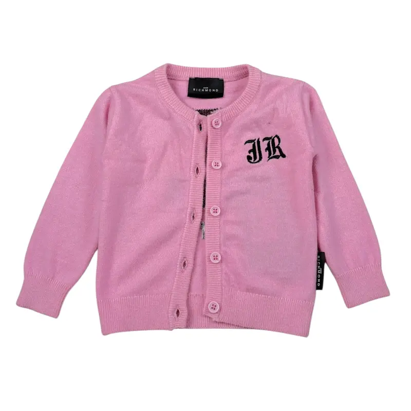 John Richmond Cardigan tinta unita con Logo Rosa per Neonata