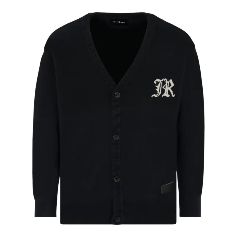 John Richmond Cardigan tinta unita con Ricami Nero per Neonato