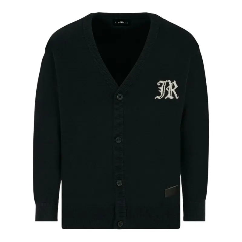 John Richmond Cardigan tinta unita con Ricami Nero per Neonato
