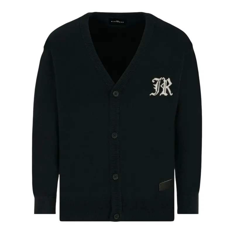 John Richmond Cardigan tinta unita con Ricami Nero per Neonato