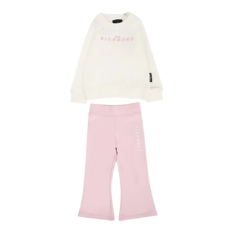 John Richmond Completo 2 Pezzi Felpa-Leggins Bianco/Rosa per Neonata