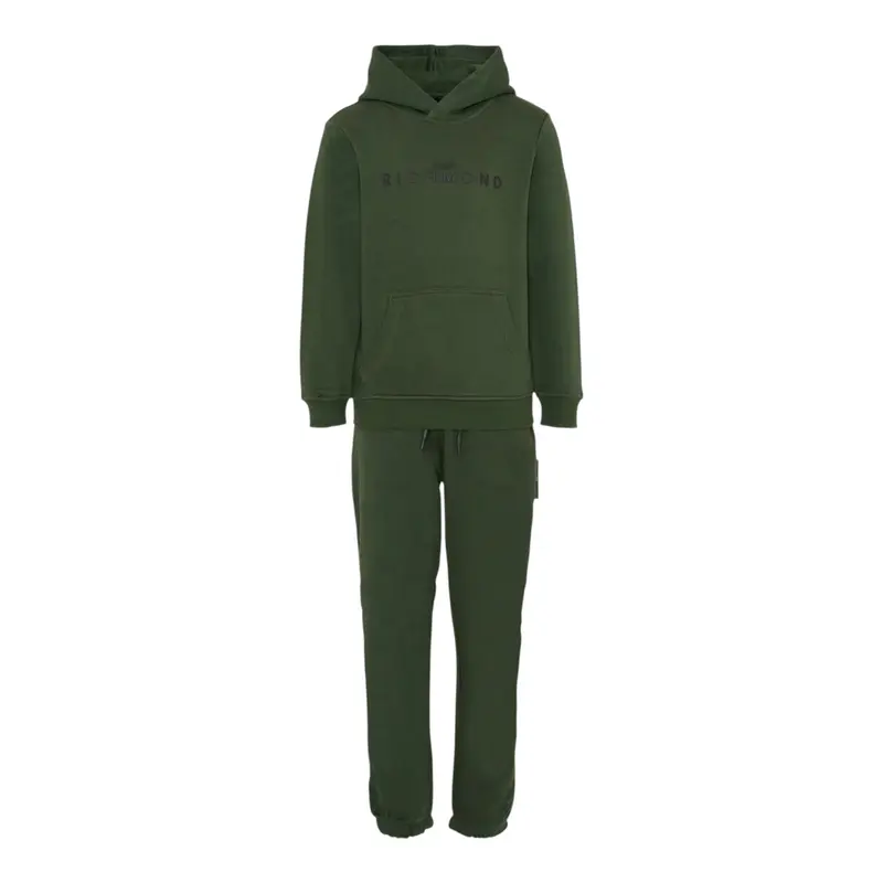 John Richmond Completo 2 Pezzi Felpa-Pantalone tinta unita Verde per Bambino