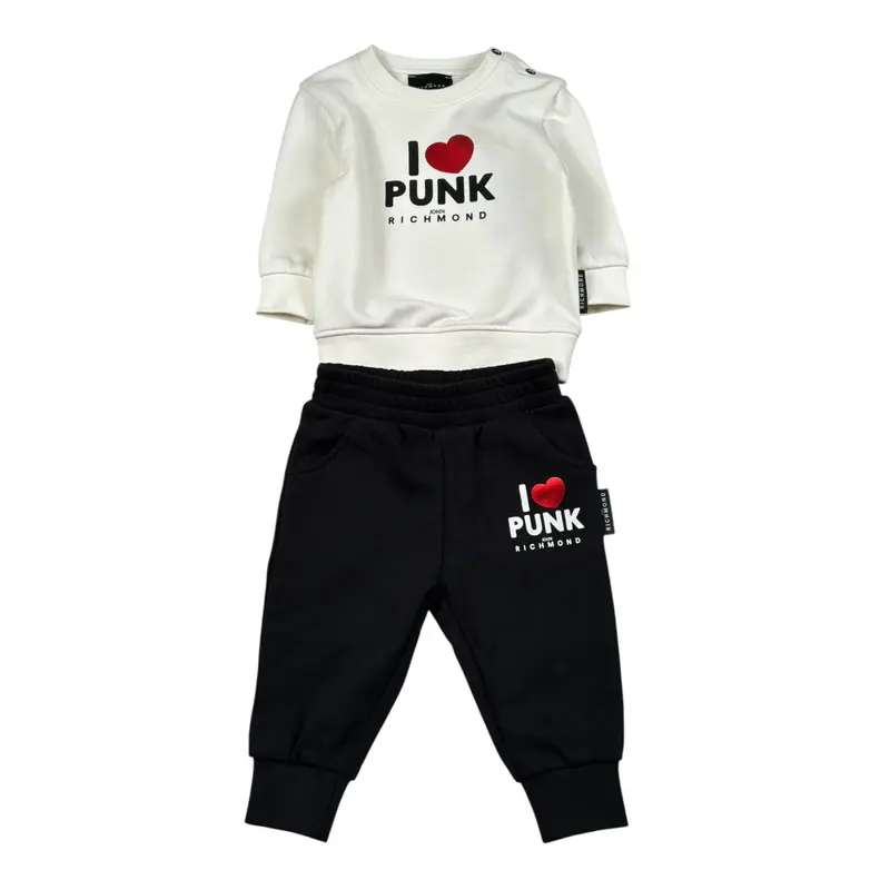 John Richmond Completo 2Pz Felpa-Pantalone Bianco/Nero per Neonata