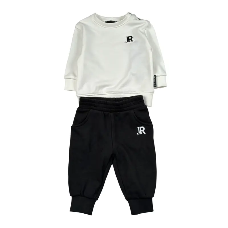 John Richmond Completo 2Pz Felpa-Pantalone Nero/Bianco per Neonato
