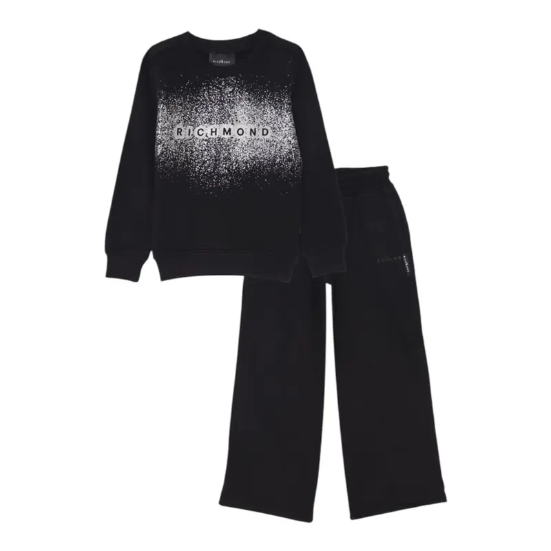 John Richmond Completo 2Pz Felpa-Pantalone Nero per Bambina