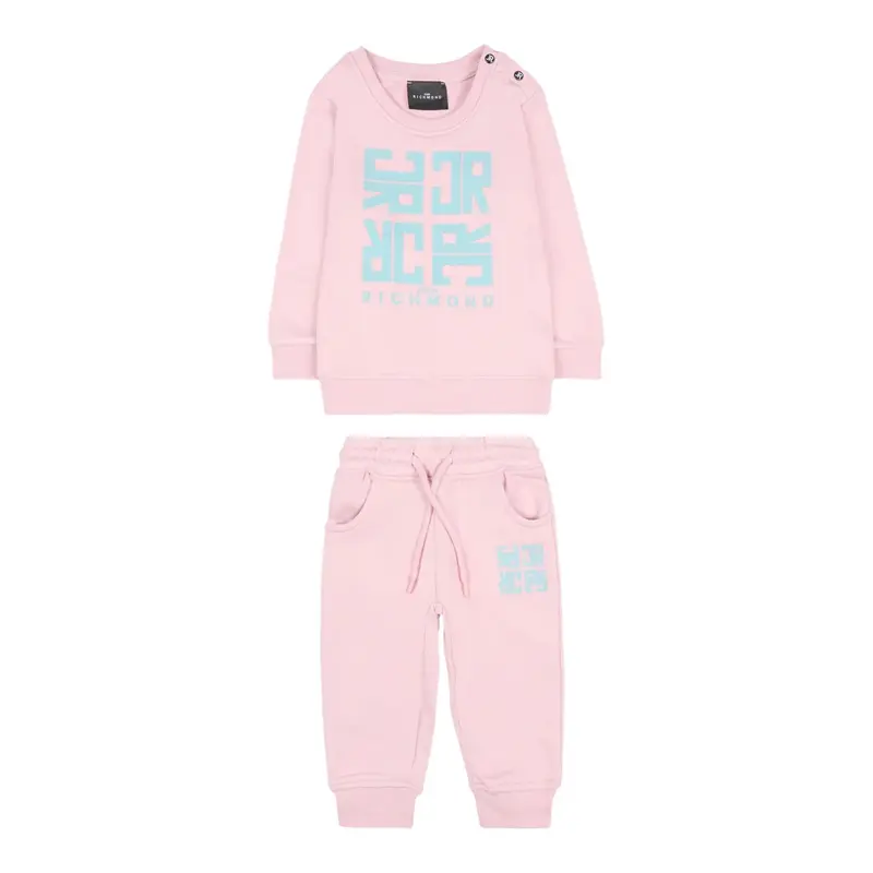 John Richmond Completo 2Pz Felpa-Pantalone Tuta Rosa per Neonata