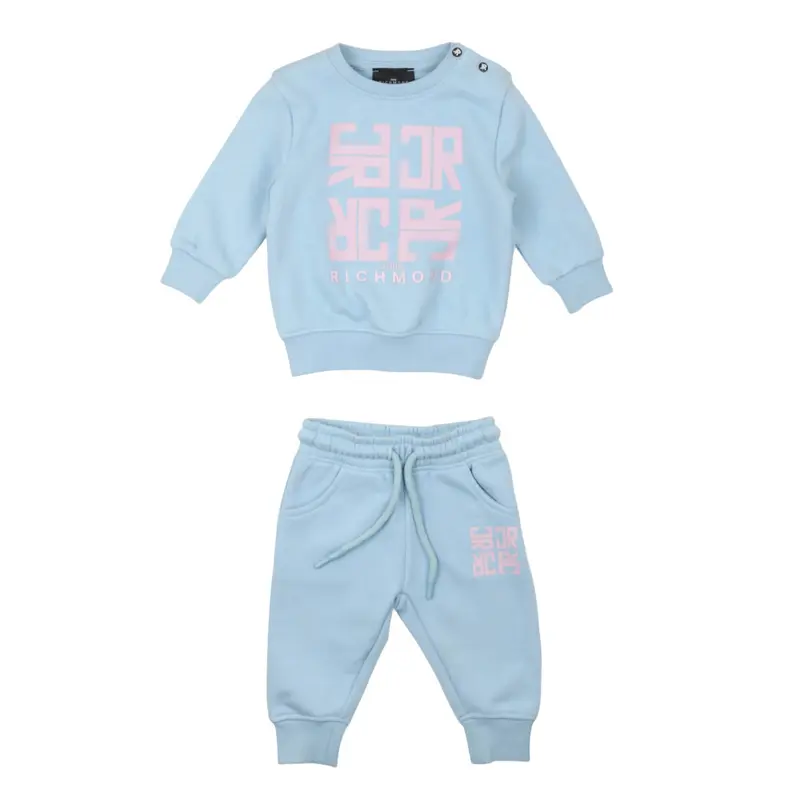 John Richmond - Completo Neonato e Bambina Azzurro "Sokura" - Felpa Girocollo e Pantaloni Sportivi