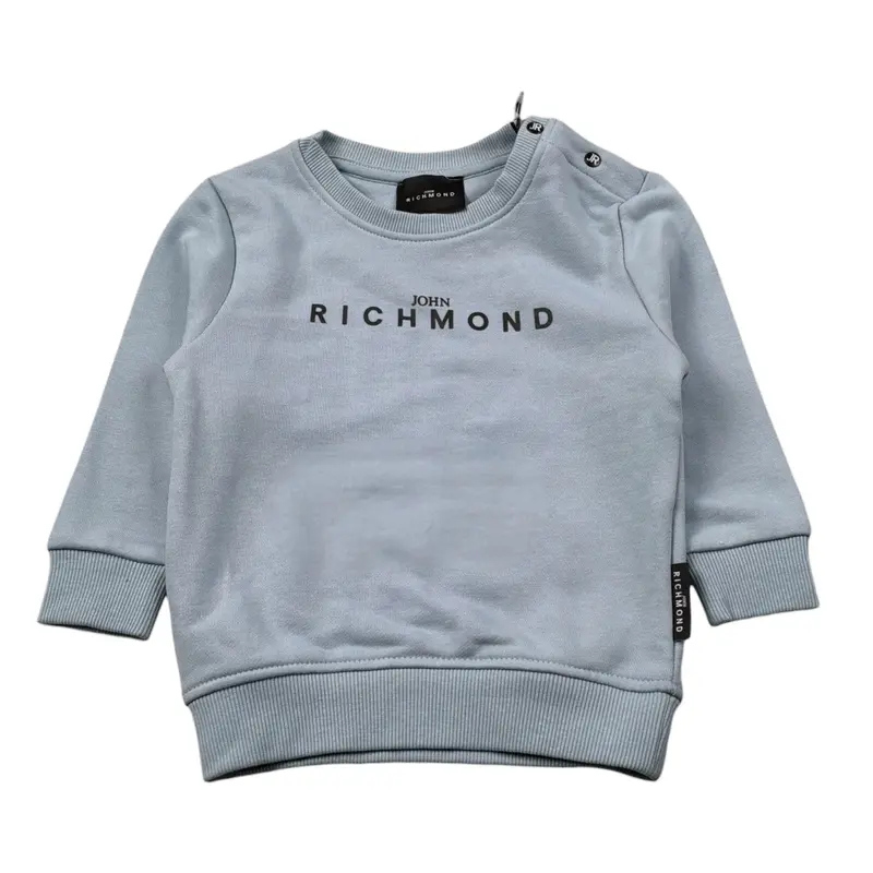 John Richmond Felpa Chiusa Girocollo tinta unita con Logo Azzurro per Neonato