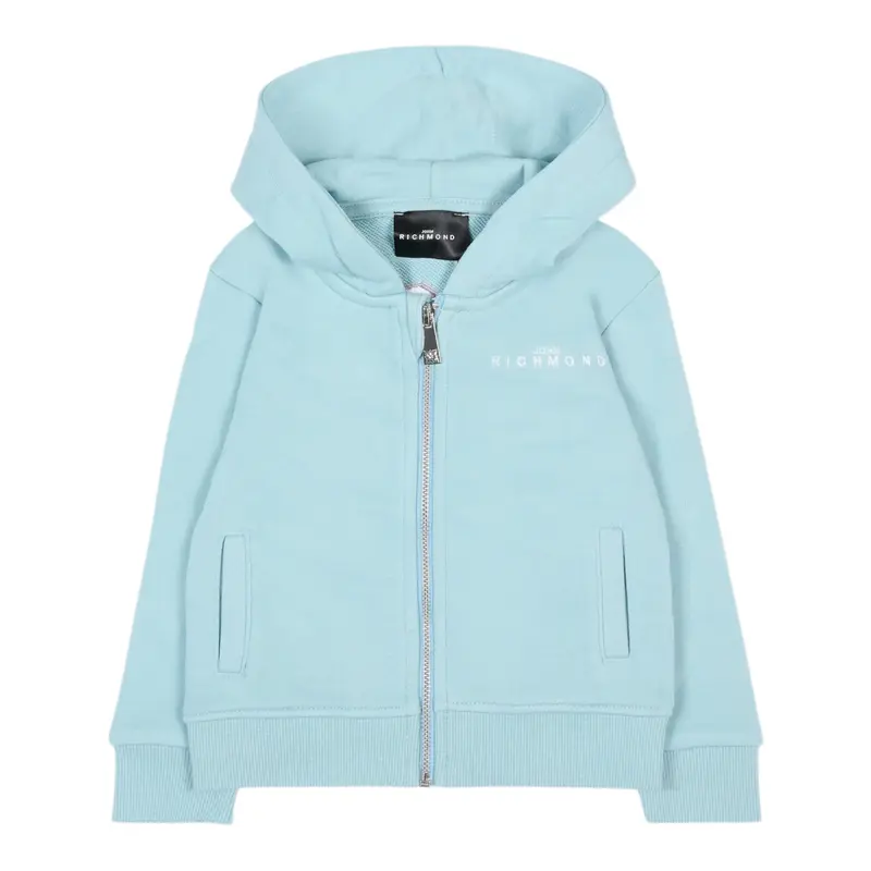 John Richmond Felpa con Zip E Cappuccio tinta unita Azzurro per Neonato
