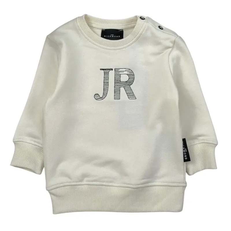 John Richmond Felpa tinta unita con Logo Panna per Neonato