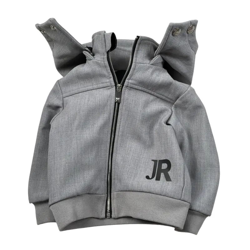 John Richmond Felpa tinta unita con Zip E Cappuccio Grigio per Neonato
