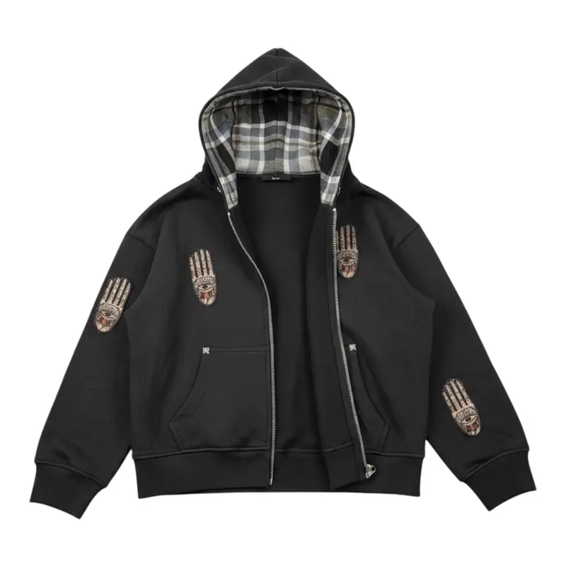 John Richmond Felpa tinta unita con Zip E Cappuccio Nero per Bambino