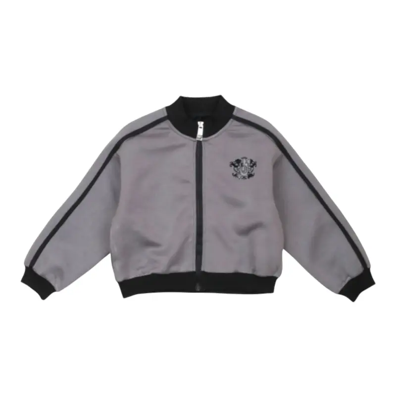 John Richmond Felpa tinta unita con Zip E Logo Grigio per Bambino