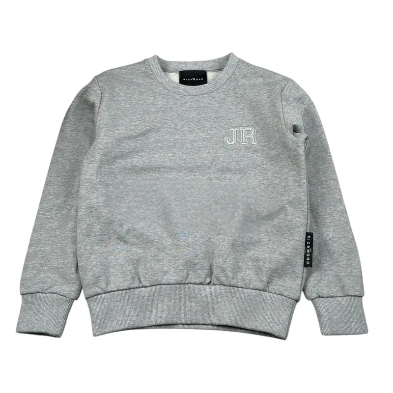 John Richmond Felpa tinta unita Girocollo con Logo Grigio per Bambino