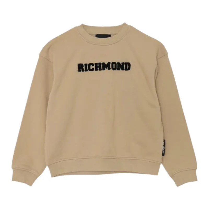 John Richmond Felpa tinta unita Girocollo con Stampa Beige per Bambino