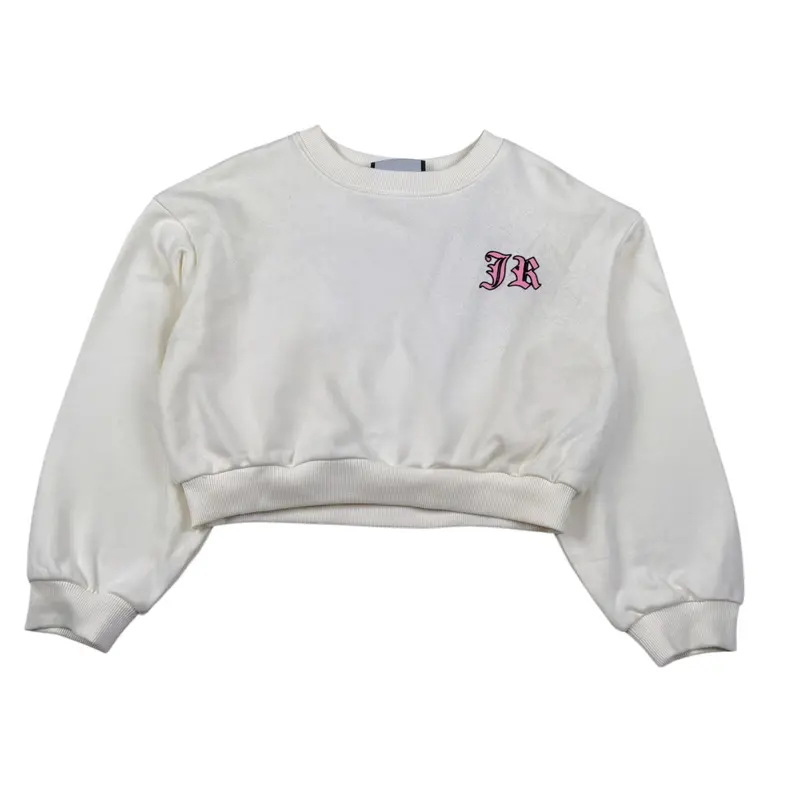 John Richmond Felpa tinta unita Modello Crop con Stampa Bianco per Bambina