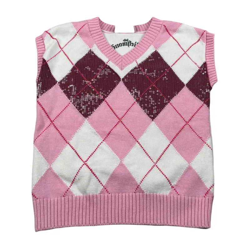 John Richmond Gilet Scollo A V Bicolore Bianco/Rosa per Bambina