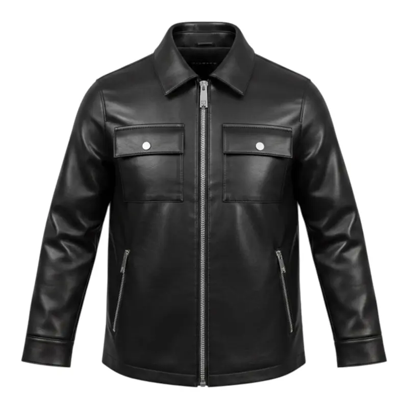 John Richmond Giubbino In Ecopelle tinta unita con Zip Nero per Bambino