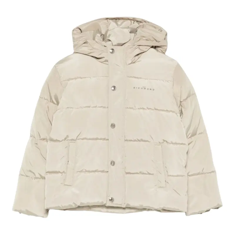 John Richmond Giubbino tinta unita con Zip E Cappuccio Beige per Bambino