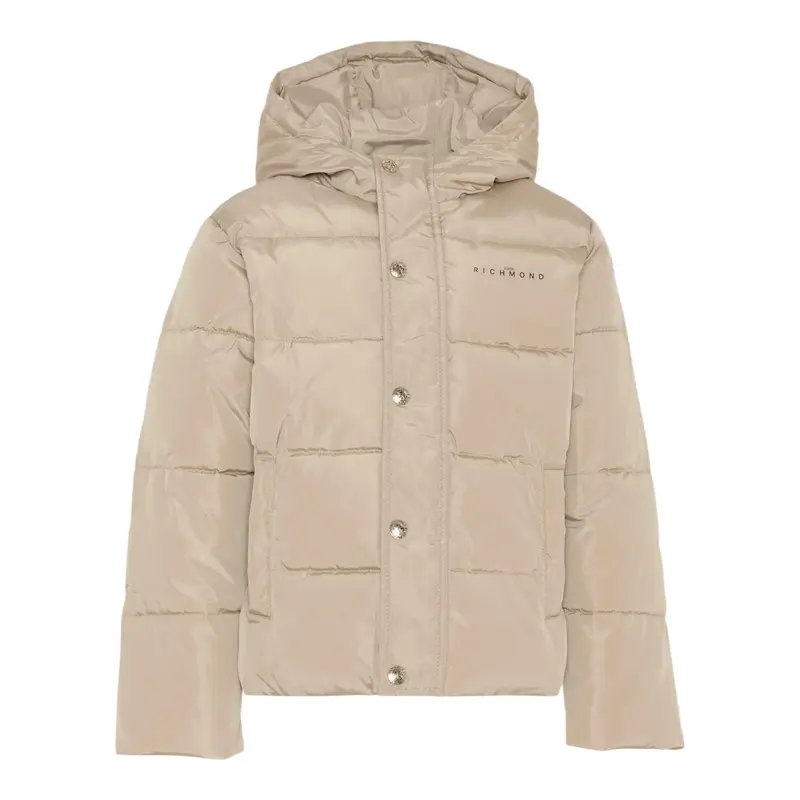 John Richmond Giubbino tinta unita con Zip E Cappuccio Beige per Bambino