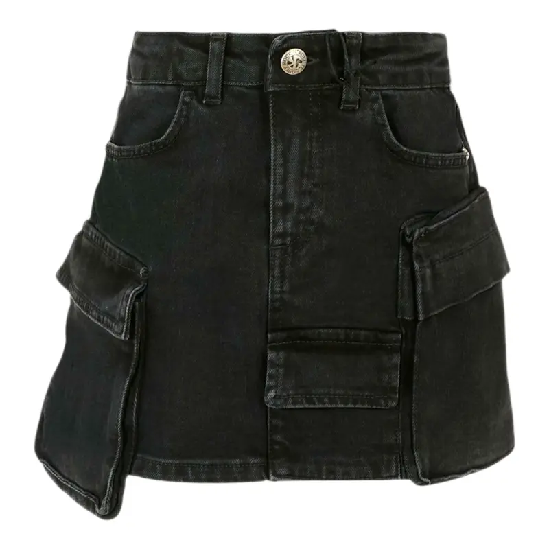 John Richmond Gonna In Denim tinta unita Nero per Bambina