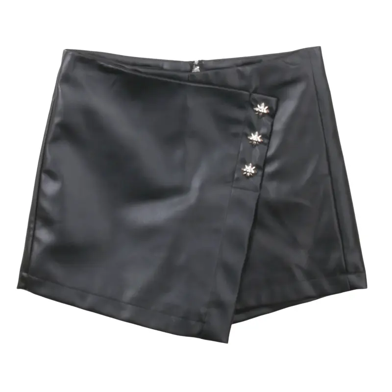 John Richmond Gonna Pantalone Bambina e Ragazza Nero Effetto Pelle "Andors" con Bottoni Dorati