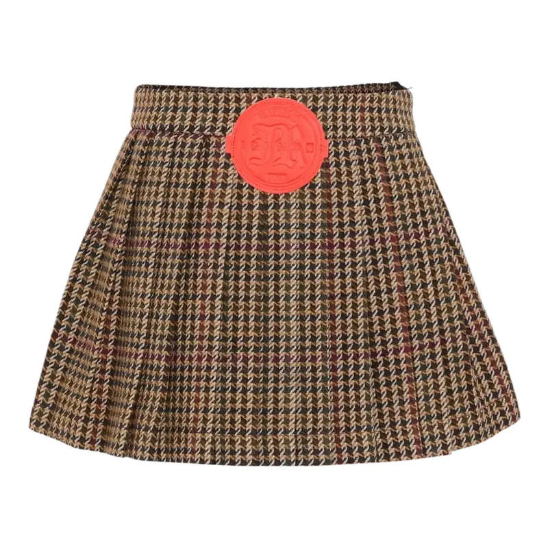 John Richmond Gonna Stampa Fantasia con Logo Beige per Bambina