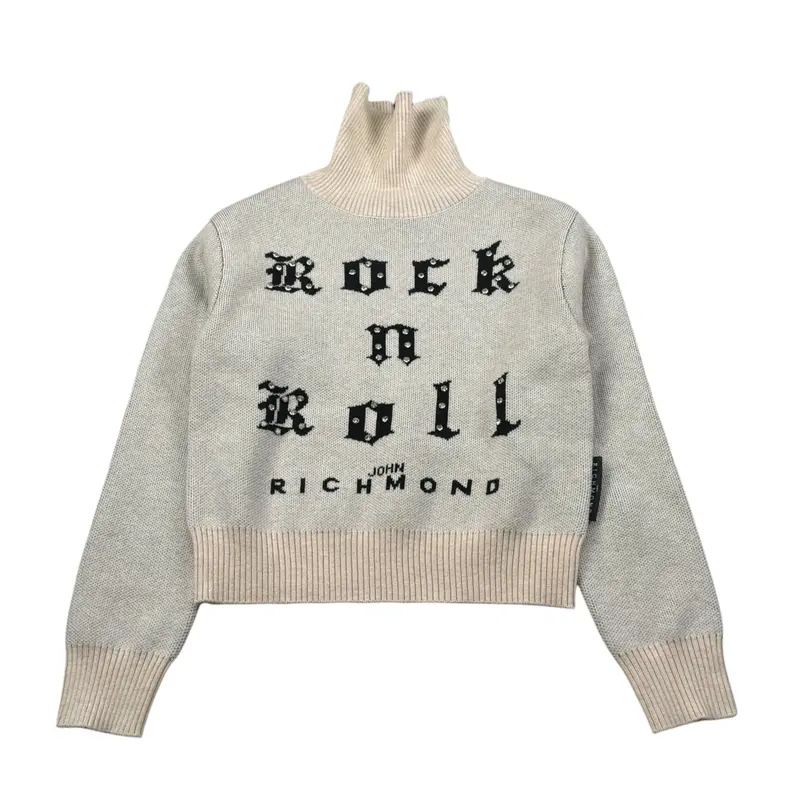 John Richmond Maglia Collo Alto Tint Unita con Stampa Beige per Bambina
