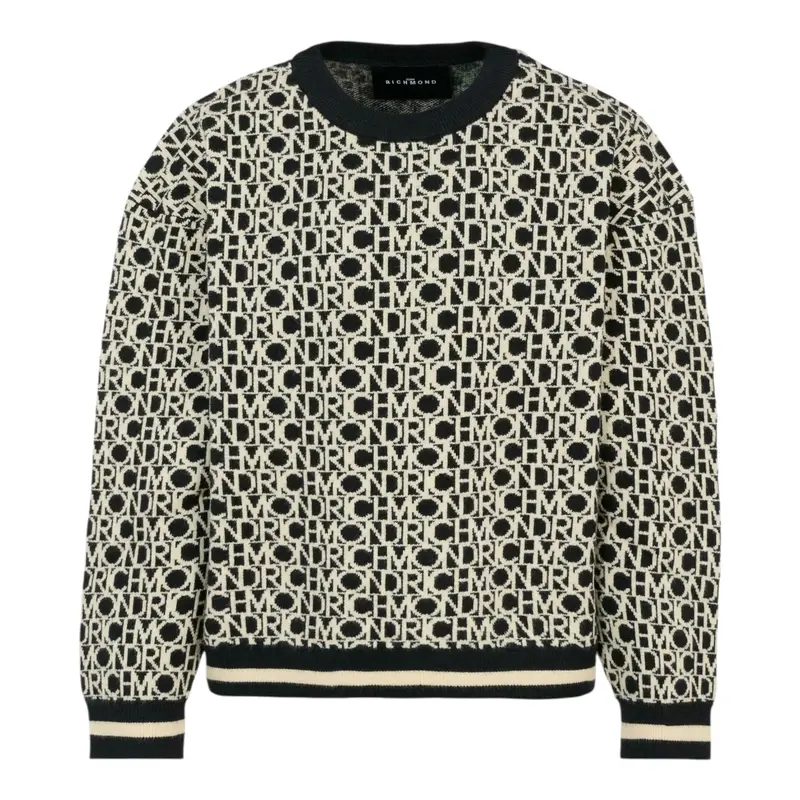 John Richmond Maglia Girocollo con Loghi Nero per Bambina