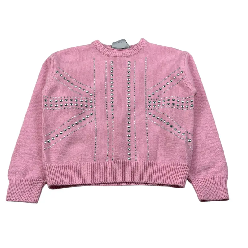 John Richmond Maglia Girocollo tinta unita con Applicazioni Rosa per Bambina