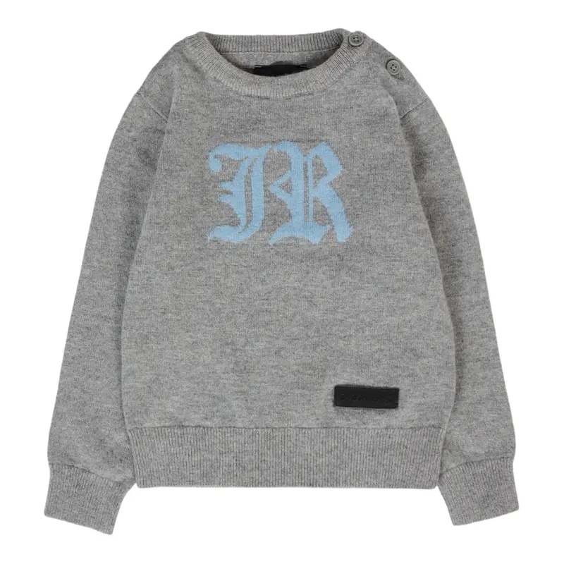 John Richmond Maglia Girocollo tinta unita con Logo Grigio per Neonato