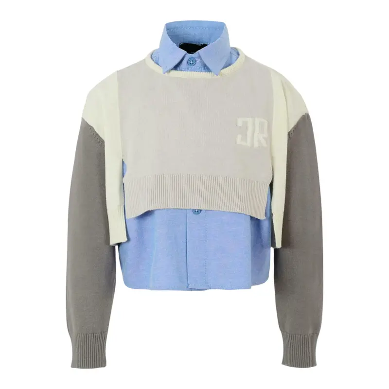 John Richmond Maglia Manica Lunga con Finta Camicia Multicolor per Bambina