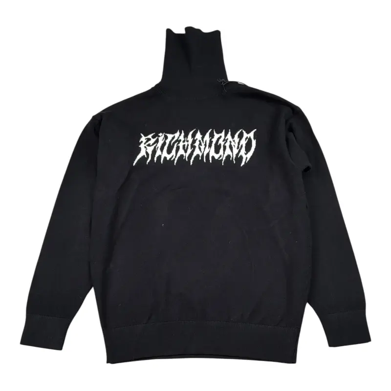 John Richmond Maglia tinta unita Collo Alto con Stampa Nero per Bambino